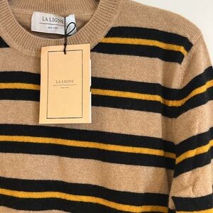 La Ligne tan & black cashmere striped sweater